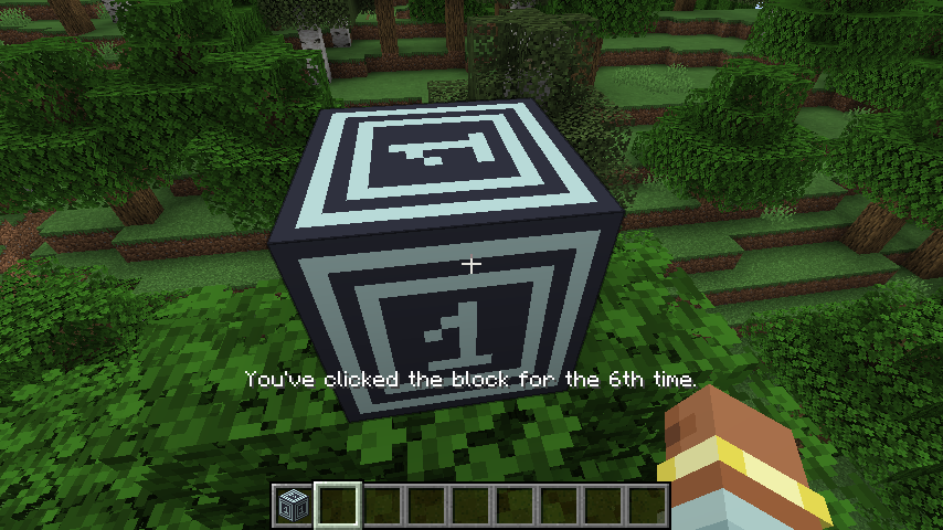 "You've clicked the block for the 6th time" Nachricht auf dem Bildschirm nach dem Rechtsklick