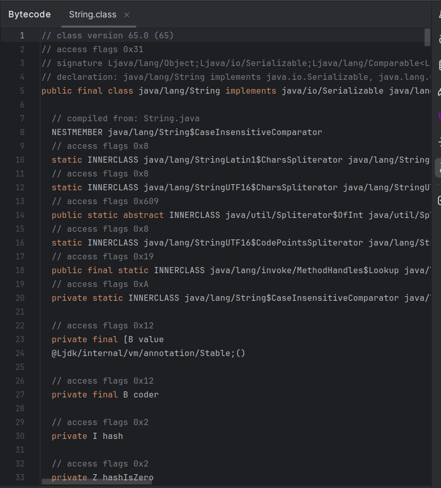 Bytecode von java/lang/String.class