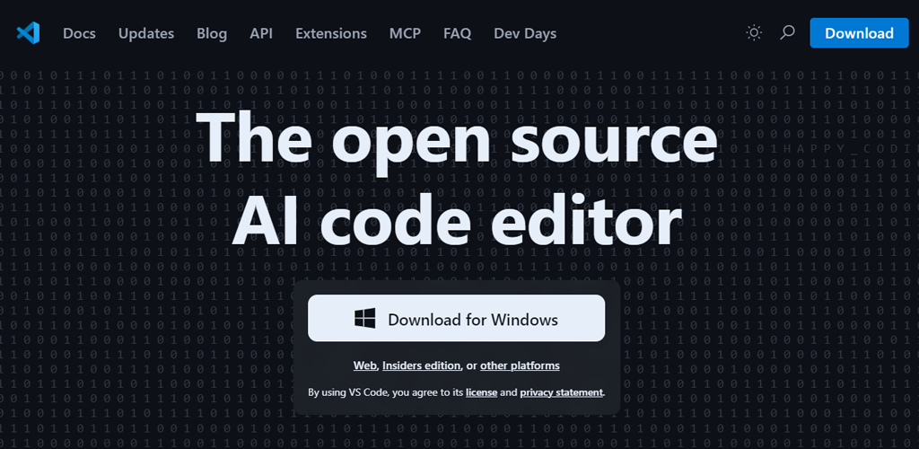 Visual Studio Code Download Seite