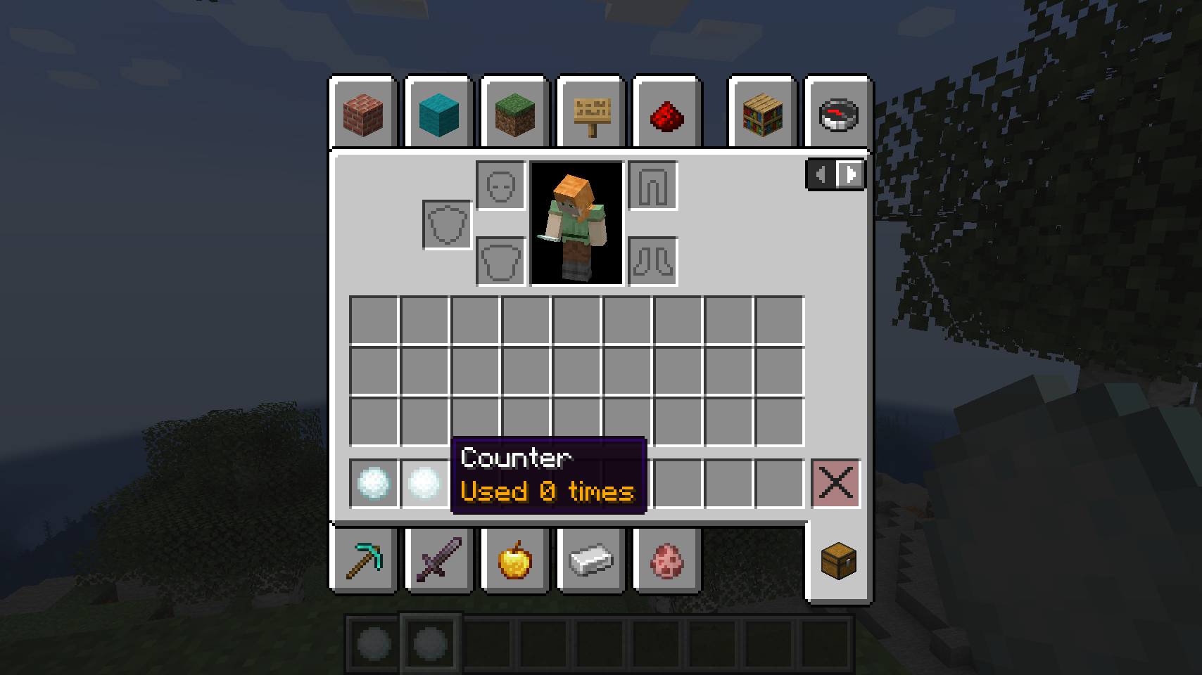 Tooltip che mostra "Used 0 times"