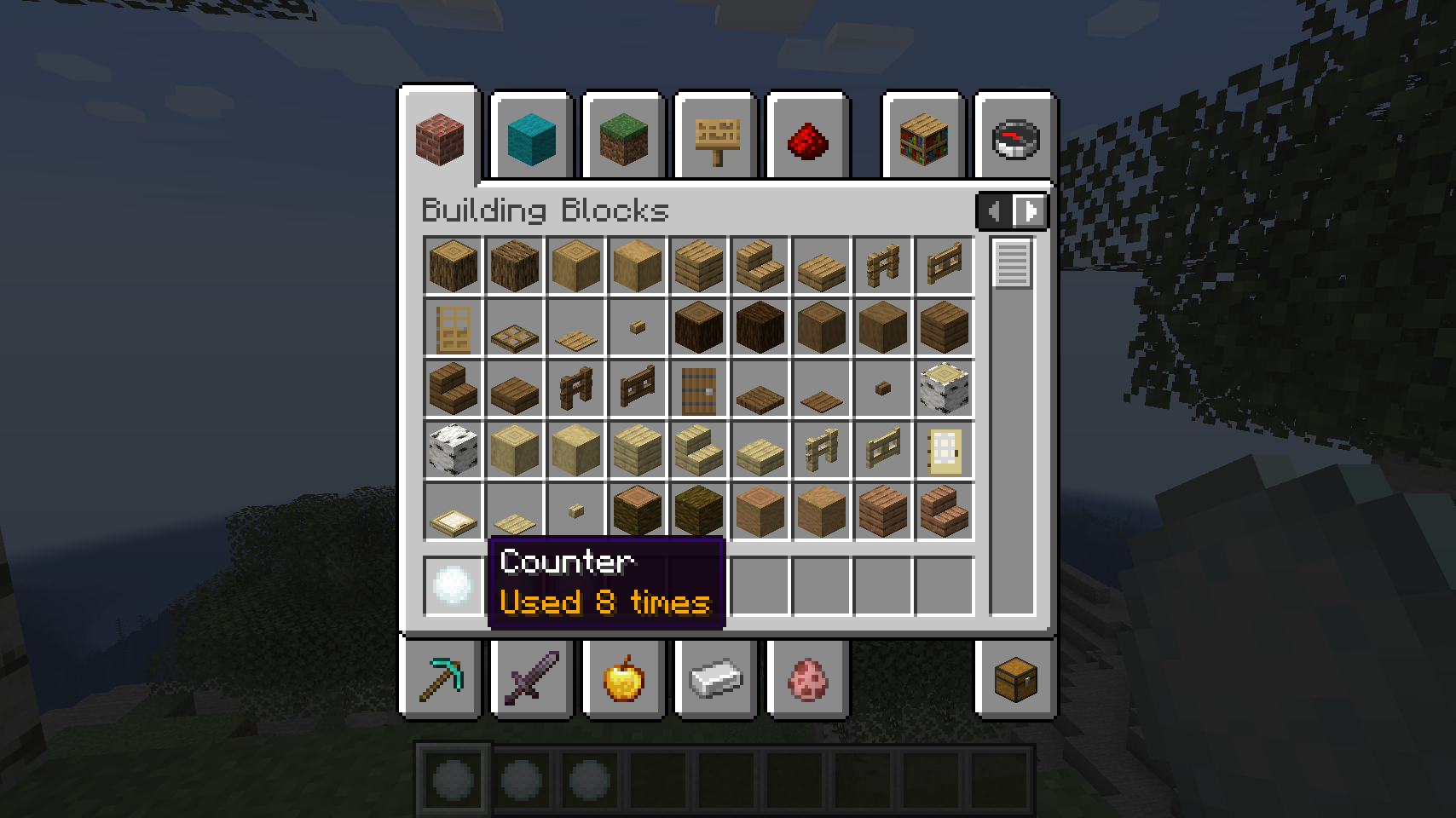 Tooltip che mostra "Used 8 times"