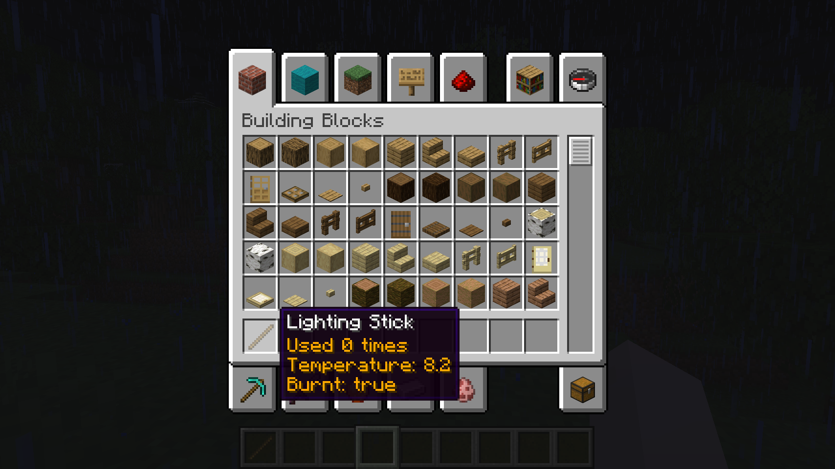 Oggetto che mostra un tooltip per numero di clic, temperatura e bruciato