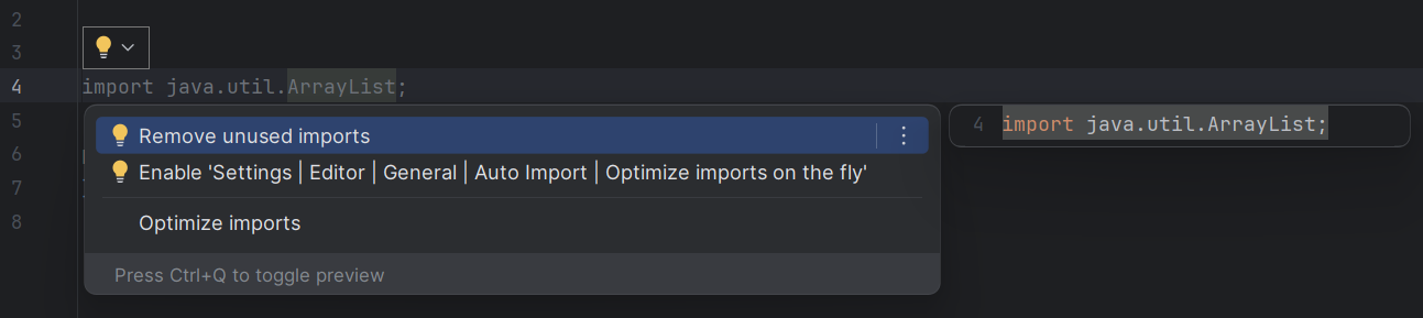 Beispiel von Kontextaktionen
