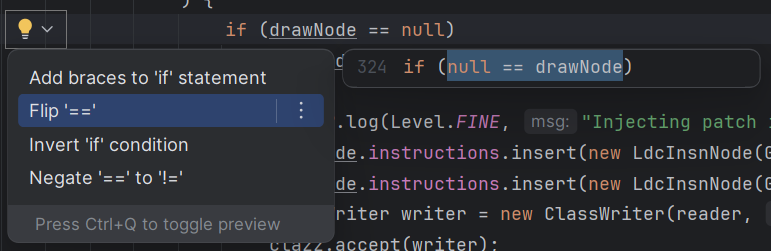Beispiel von Kontextaktionen